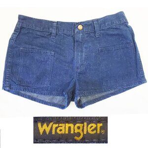Wrangler Womens RARE 70s Vintage Denim Festival Shorts Hotpants Blue USA